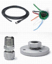 Cables, Connectors, Mounting Flanges, NPT Adapters, Mounting Clips, and Weather Protection Caps